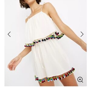 Madewell pom pom cover up romper cotton